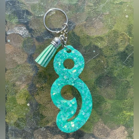 Teal Custom Resin Keychain | Keep Going Keychain | Mental Health Keychain - Picture 3 of 8